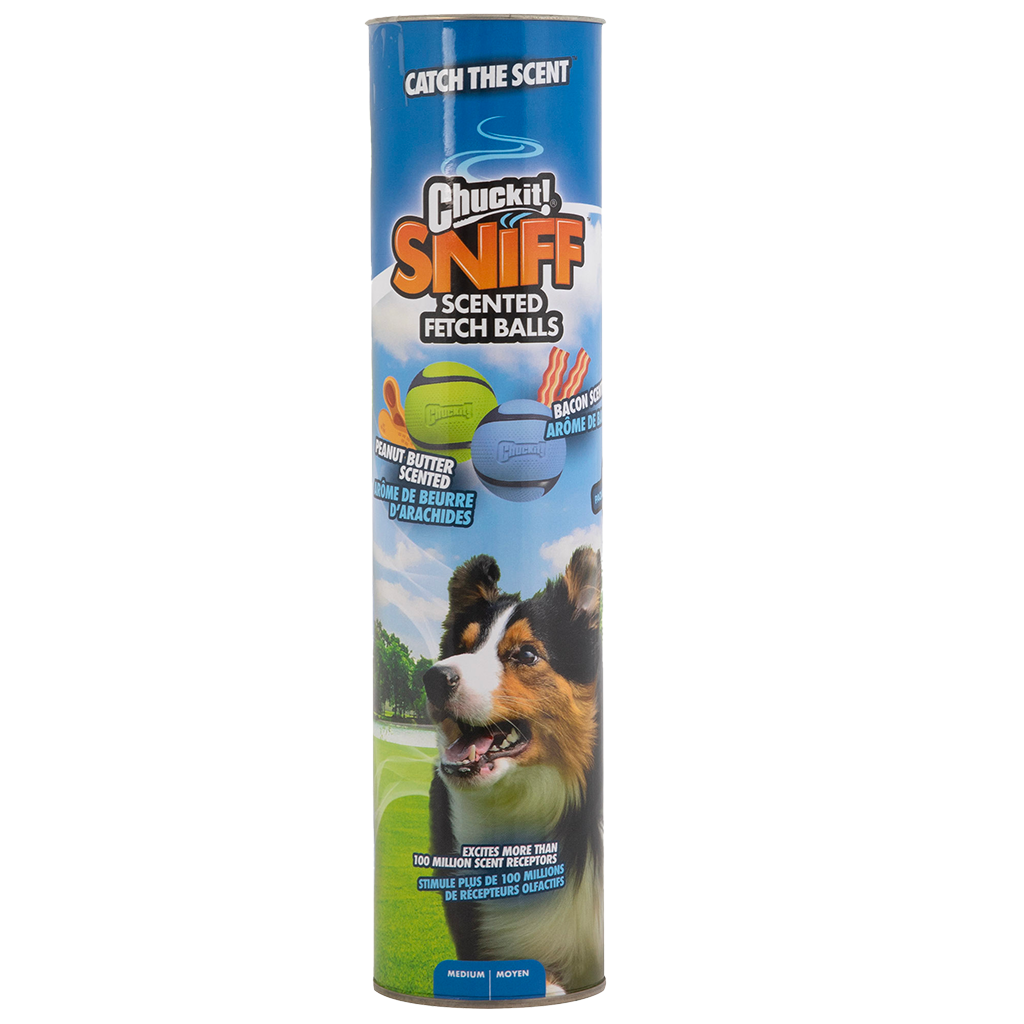 Chuckit! Sniff Fetch Ball Bacon & Peanut Butter M 4-pack 2026 Chuckit! Sniff Fetch Ball Bacon & Peanut Butter M 4-pack