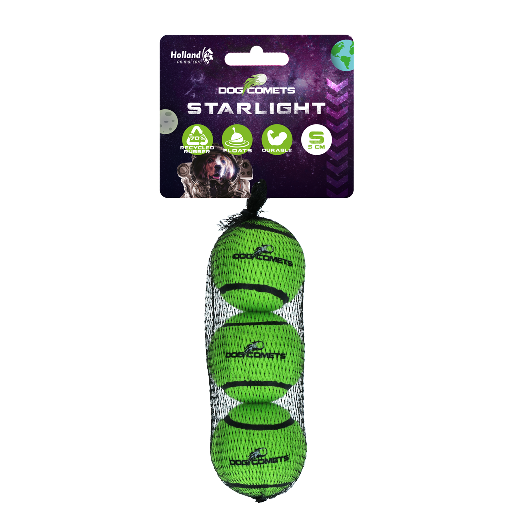 Dog Comets Tennisbal Starlight S Groen (3-pack) 2026 Dog Comets Tennisbal Starlight S Groen (3-pack)