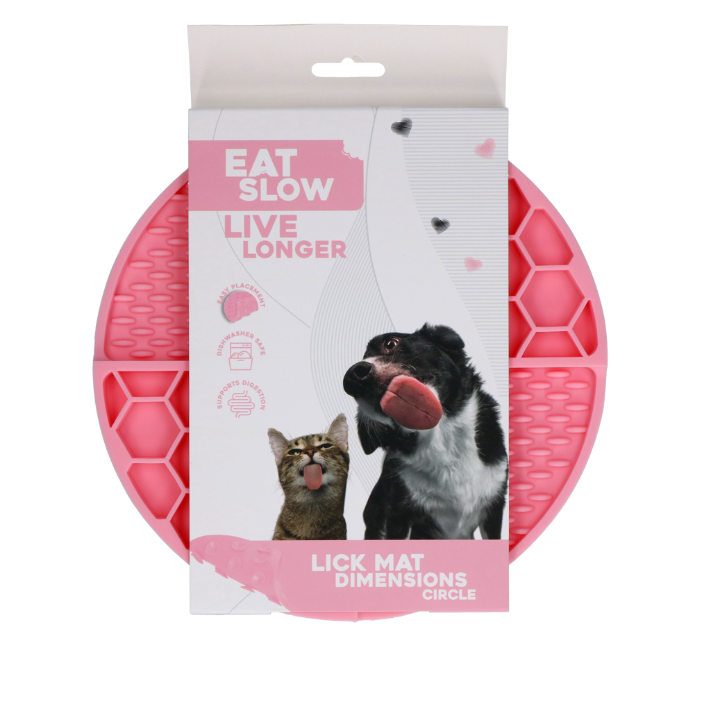 Eat Slow Live Longer Lick Mat Dimensions Circle Roze 2026 Eat Slow Live Longer Lick Mat Dimensions Circle Roze