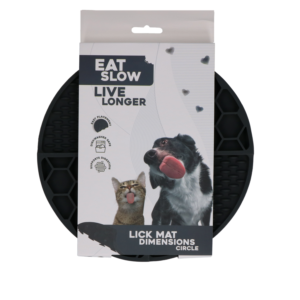 Eat Slow Live Longer Lick Mat Dimensions Circle Grijs 2026 Eat Slow Live Longer Lick Mat Dimensions Circle Grijs