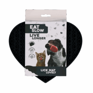 Eat Slow Live Longer Lick Mat Lovely Heart Grijs