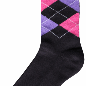 Ruitersok d.grijs/roze/paars 43-46