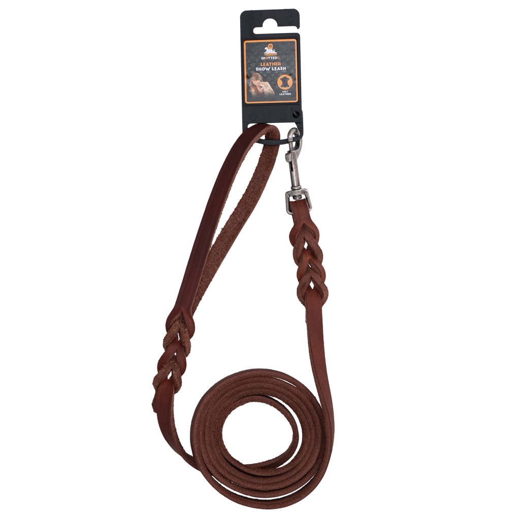 Spotted! Pro Leren Showlijn Bruin 1,6 x 180 cm (Musketon) 2026 Spotted! Pro Leren Showlijn Bruin 1,6 x 180 cm (Musketon) - Afbeelding 2