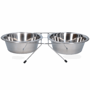 Voer en drinkbak RVS met standaard Ø 21 cm (1750 ml)
